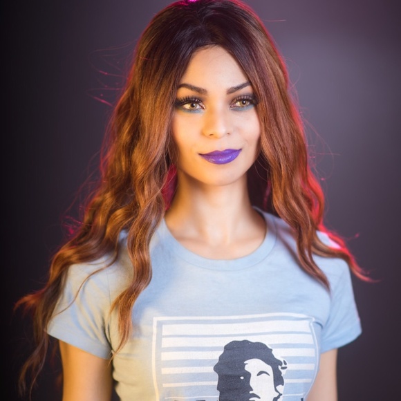 24" Brown/Red Wavy Lace Front Wig | Elaine - Picture 7 of 8